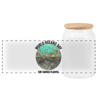 Le choix est à nous – Dauphin de la Journée mondiale des océans - Boîte à biscuits avec couvercle en bois - blanc - Devant