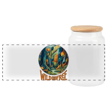 Wild Kind Free - Forest Circle - Panoramic Cookie Jar with Wooden Lid - white - Front