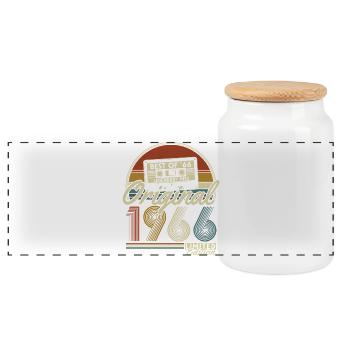 1966 Jahrgang Vintage Geburtstag Geschenk Retro - Panorama Keksdose mit Holzdeckel - Weiß - Vorne