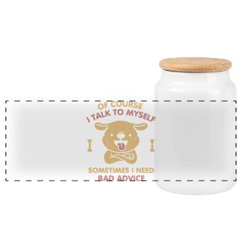 Bien sûr que je me parle à moi-même - Boîte à biscuits avec couvercle en bois - blanc - Devant