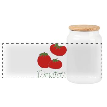 Drei Tomaten Handzeichnung - Panorama Keksdose mit Holzdeckel - Weiß - Vorne