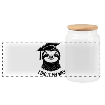 Remise des diplômes Je l’ai fait à ma façon Paresseux - Boîte à biscuits avec couvercle en bois - blanc - Devant