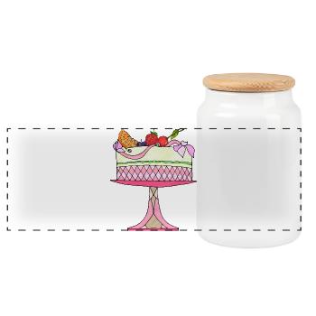 Gâteau - Boîte à biscuits avec couvercle en bois - blanc - Devant