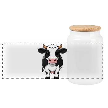 Niedliche Kuh Kalb lustige Geschenke Bauern - Panorama Keksdose mit Holzdeckel - Weiß - Vorne