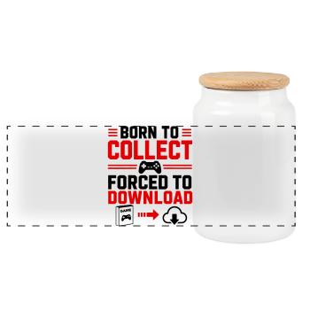 Né pour collectionner les jeux de geeks gamers - Boîte à biscuits avec couvercle en bois - blanc - Devant