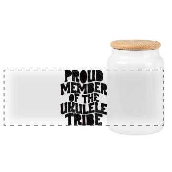 Membre fier de la tribu Ukulélé - noir - Boîte à biscuits avec couvercle en bois - blanc - Devant