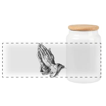 Gravure des mains prieuses - Boîte à biscuits avec couvercle en bois - blanc - Devant