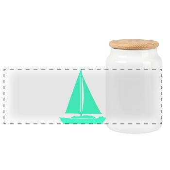 Voilier NéonTurquoise - Boîte à biscuits avec couvercle en bois - blanc - Devant