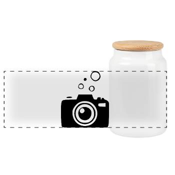 Underwater Camera Camera Diver Diving Gift - Panoramic Cookie Jar with Wooden Lid - white - Front