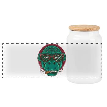Cool Chimpanzee Monkey Sunglasses - Panoramic Cookie Jar with Wooden Lid - white - Front