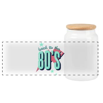 Back to the 80s Neon Retro - Panoramic Cookie Jar with Wooden Lid - white - Front