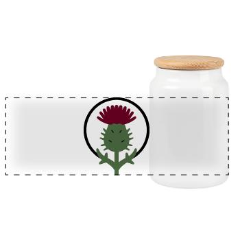 Dark Botanical Thistle Streetwear Symbol - Panoramic Cookie Jar with Wooden Lid - white - Front