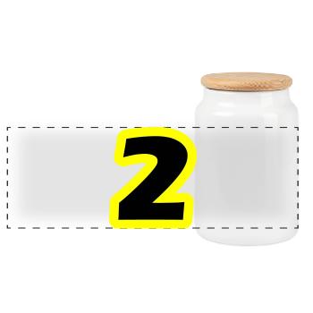 2 Number symbol - Panoramic Cookie Jar with Wooden Lid - white - Front