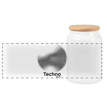 Techno  - Panoramic Cookie Jar with Wooden Lid - white - Front