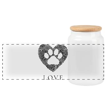 Cœur de patte Empreinte de cœur de patte - Boîte à biscuits avec couvercle en bois - blanc - Devant