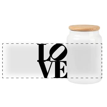 T-shirt iconique au design pop art d’amour - Boîte à biscuits avec couvercle en bois - blanc - Devant