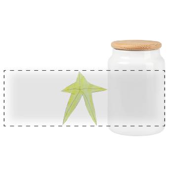 Yellow Star Drawing - Panoramic Cookie Jar with Wooden Lid - white - Front