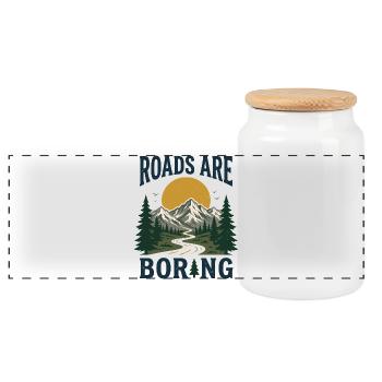 Course en sentier - Les routes sont ennuyeuses - Boîte à biscuits avec couvercle en bois - blanc - Devant