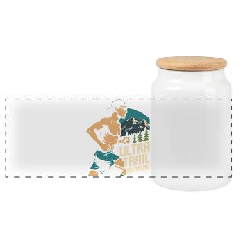 Ultra Trail Running - Boîte à biscuits avec couvercle en bois - blanc - Devant
