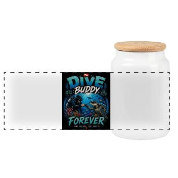 Dive Buddy Forever Tauchfreundschaft - Panorama Keksdose mit Holzdeckel - Weiß - Vorne