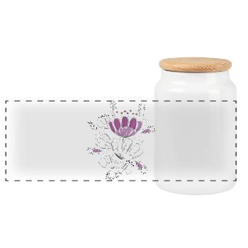 fleurs violettes - Boîte à biscuits avec couvercle en bois - blanc - Devant