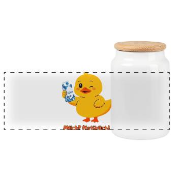 Ente Milch Natuerlich - Panorama Keksdose mit Holzdeckel - Weiß - Vorne