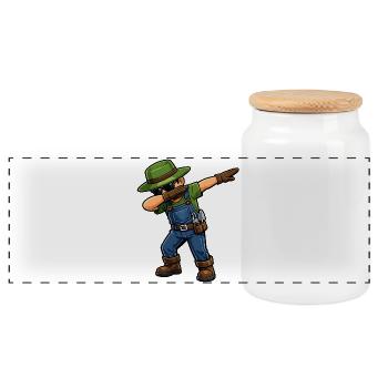 Jardinier en dab - Boîte à biscuits avec couvercle en bois - blanc - Devant