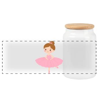 Petite ballerine en tutu rose – Décoration de danse - Boîte à biscuits avec couvercle en bois - blanc - Devant