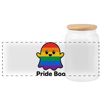 Regenbogen Pride Geist Design - Panorama Keksdose mit Holzdeckel - Weiß - Vorne