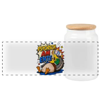  Enten, Bier saufen, Bierliebhaber, Pro-duck-tive - Panorama Keksdose mit Holzdeckel - Weiß - Vorne