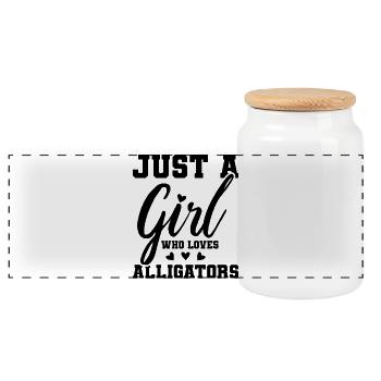Juste une fille qui aime les alligators – Fan d’alligators - Boîte à biscuits avec couvercle en bois - blanc - Devant