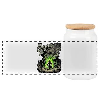 Halloween Hexen Party - Panorama Keksdose mit Holzdeckel - Weiß - Vorne
