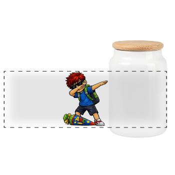 Dabbing ABC-Schütze rote Haare (Ginger) - Panorama Keksdose mit Holzdeckel - Weiß - Vorne