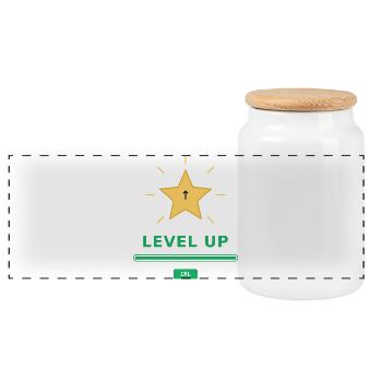 Level Up IRL – Gamer Motivation - Boîte à biscuits avec couvercle en bois - blanc - Devant