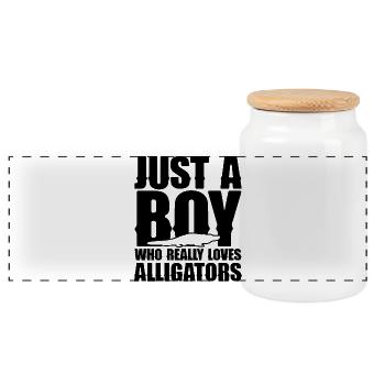 Juste un garçon qui aime vraiment les alligators - Boîte à biscuits avec couvercle en bois - blanc - Devant