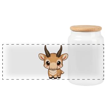 Saiga Antilope - Panorama Keksdose mit Holzdeckel - Weiß - Vorne