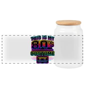 C’est mon costume des années 80 - Boîte à biscuits avec couvercle en bois - blanc - Devant