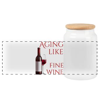 Altern wie ein guter Wein - Panorama Keksdose mit Holzdeckel - Weiß - Vorne