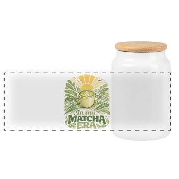 À mon époque du matcha - Boîte à biscuits avec couvercle en bois - blanc - Devant