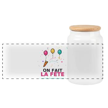 On fait la fête - confettis colorés - Boîte à biscuits avec couvercle en bois - blanc - Devant