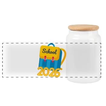 Schulkind 2026 Einschulung Geschenk Erstklässler - Panorama Keksdose mit Holzdeckel - Weiß - Vorne