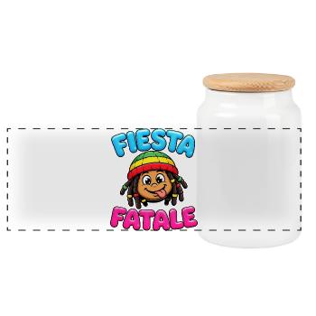 Fiesta Fatale Rasta Cartoon - Boîte à biscuits avec couvercle en bois - blanc - Devant