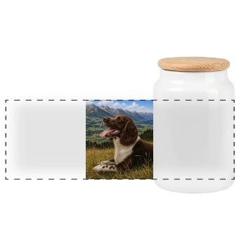 Berglandschaft Hundportrait - Panorama Keksdose mit Holzdeckel - Weiß - Vorne