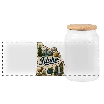 Idaho The Gem State Vintage Travel Aufkleber - Panorama Keksdose mit Holzdeckel - Weiß - Vorne