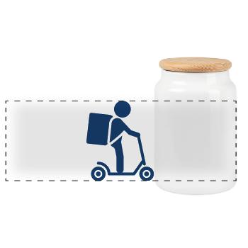 Kurier-Lieferroller Solid Icon - Panorama Keksdose mit Holzdeckel - Weiß - Vorne