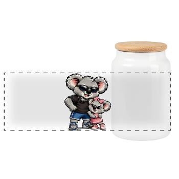 Süßer Koala – Großer Bruder - Panorama Keksdose mit Holzdeckel - Weiß - Vorne