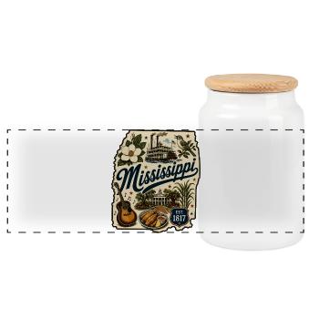 Mississippi Magnolia State Vintage-Aufkleber - Panorama Keksdose mit Holzdeckel - Weiß - Vorne