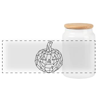 Halloween Kristallkuerbis zum ausmalen - Panorama Keksdose mit Holzdeckel - Weiß - Vorne