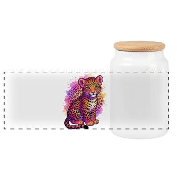 90er-Jahre-inspiriertes Tiger-Shirt Geburtstags-Leopardenhemd - Panorama Keksdose mit Holzdeckel - Weiß - Vorne