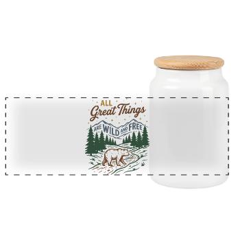 Montagnes - toutes les belles choses sont sauvages et gratuites - Boîte à biscuits avec couvercle en bois - blanc - Devant